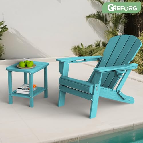 Patio Side Table, Small Rectangular HDPE Adirondack End Table for Outdoor Use in Pool, Garden, Lawn, Backyard,Aurba - color: Aurba