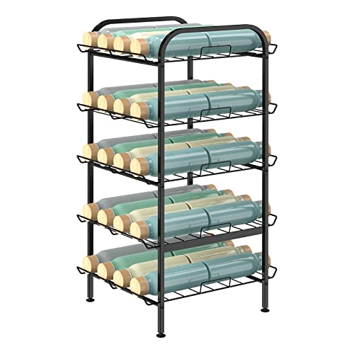 Water Bottle Organizer 5 Tier FreeStanding Water Bottle Storage Shelf Adjustable Water Bottle Holder Stand Metal Beverage Can Rack for Pantry Kitchen Party Black - size: 5 TIER