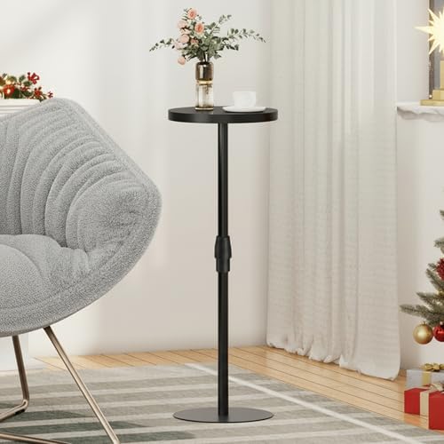 TUTOTAK Tall Round Side Table, Small End Table, Drink Table, Pedestal Table | for Small Spaces, Accent Nightstand, Set of 2, livingroom, Bedroom, Black TB01BK0962 - color: Black, size: 2 Pack, style: Adjustable