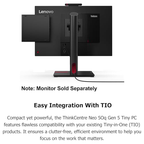 Lenovo ThinkCentre neo 50q Gen 5 tiny desktop, Intel Core i5-13420H, 8GB DDR5 RAM, 256GB PCIe SSD, Wi-Fi 6, Windows 11 Pro, Black
