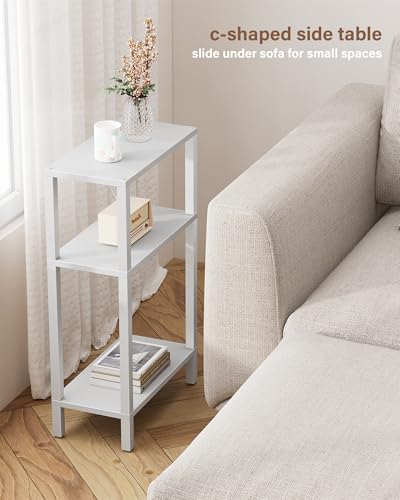 TUTOTAK Small Side Table, Narrow End Table, Skinny Sofa Table, Slim Nightstand, Couch Table, Living Room, Bed Room, White TB01BW077 - color: White, size: 3-Tier(7.9"D x 15.8"W x 26"H)