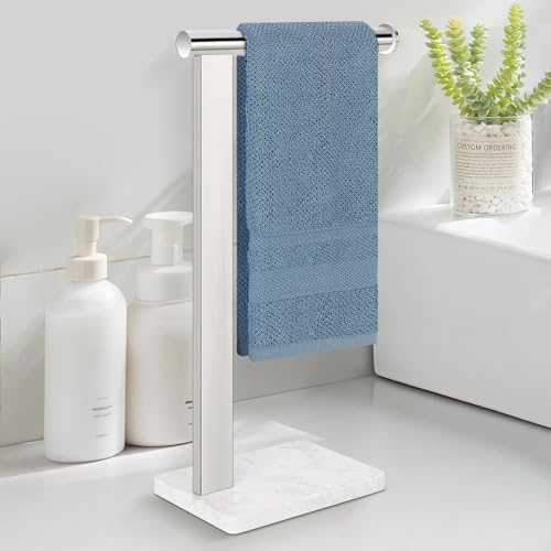 Stainless Steel L-Shaped Hand Towel Holder, SUS304 Bathroom Towel Rack with Thickened Base for Countertop Vanity (Chrome, Square Base) - color: Chrome