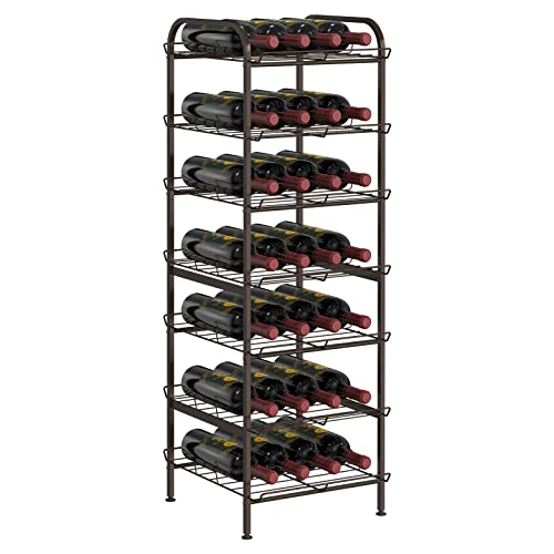 smusei Water Bottle Organizer 7 Tier Free Standing Vertical Metal Water Bottle Rack Shelf Adjustable Water Bottle Beverage Drink Stand Holder for Kitchen Pantry Food Storage, Bronze - size: 7 Tier