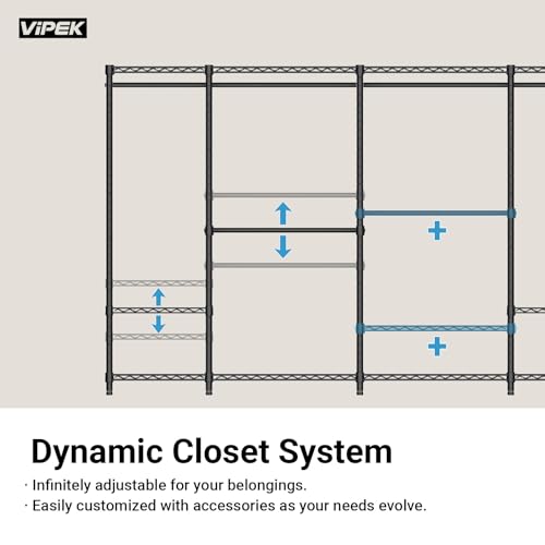 VIPEK R2 Plus Heavy Duty Rolling Garment Rack 3 Tiers Adjustable Wire Shelving Clothes Rack with Double Rods and Side Hooks, Freestanding Wardrobe Storage Rack Metal Clothing Rack, Black - color: Black, size: R2 Plus
