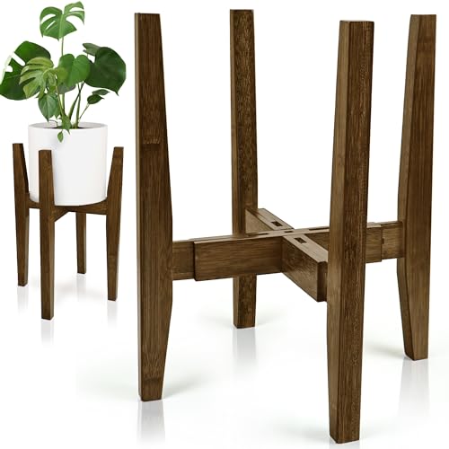 Plant Stand Indoor, Adjustable Bamboo Plant Holder, Modern Flower Pot Holder Rack, Plant Shelf, Fits 8 to 12 Inches Potts (Pot & Plant Not Included)