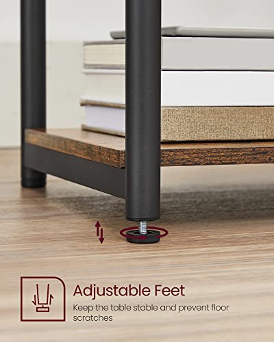 VASAGLE BARNET Collection - Side Table, Small End Table for Living Room, Modern Tall Nightstand, Bedroom, Office, Bathroom, Steel Frame, Rustic Brown and Ink Black ULET273B01 - color: Rustic Brown + Ink Black