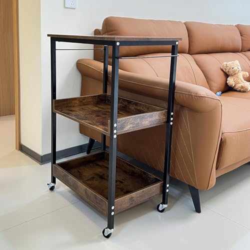 3-Tier Rolling Utility Cart with Lockable Wheels Storage Slim Storage Heavy Duty Cart Mobile Shelving Unit Craft Narrow Organizer for Bathroom Laundry Kitchen (Black) - style: Black