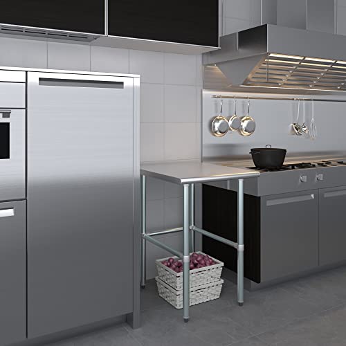 30 in. x 24 in. Open Base Stainless Steel Work Table | Residential & Commercial | Food Prep | Heavy Duty Utility Work Station | NSF - size: 24 in. Length x 30 in. Width