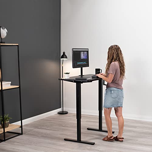 VIVO Manual Height Adjustable 43 x 24 inch Stand Up Desk, Light Wood Solid One-Piece Table Top, Black Frame, Standing Workstation with Foldable Handle, DESK-KIT-MB4C - color: Light Wood Top / Black Frame, size: 43" x 24"