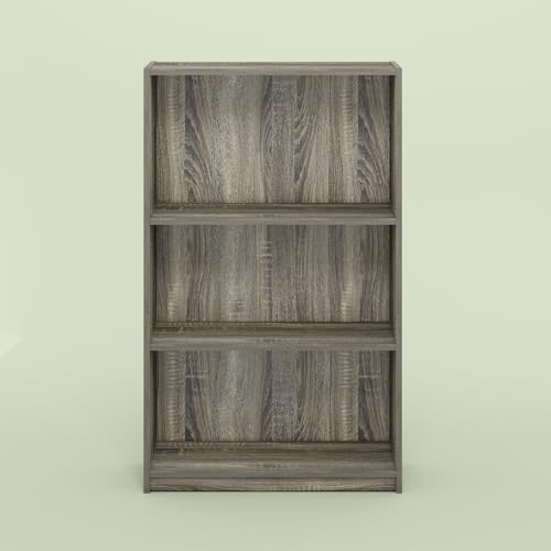 Frei Bookcases, Bookshelf, 40 Inch Tall 3 Tier Display Bookcase, with Adjustable Shelves, for Home Office, Living Room, Olive Oak - color: Olive Oak, size: 9.5 (D) x 24.5 (W) x 40.3 (H) inches