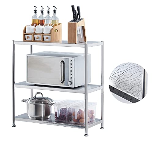 susunnus Stainless Steel Shelves 23.6in-3 Tier, Stainless Steel Shelf Organizer, Kitchen Storage Shelves, Artistic Texture, Pragmatic& Sturdy & Waterproof - size: 23.6in*13.8in-3T
