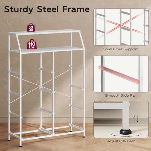 WLIVE White Fabric Dresser for Bedroom, 8 Drawer Tall Chest of Drawers | Premium Bouclé Fabric Dresser, Storage Tower with Open Shelf,Easy Assembly Dresser - color: Cream White, style: Raised Shelves