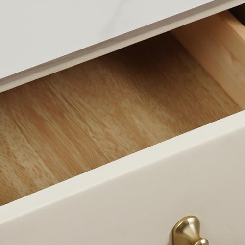 DYRABREST Narrow Nightstand with 3 Drawers, 11.8 Inch Slim Bedside Cabinet, Modern Bedroom Furniture with Scratch Resistant Rock Top & Silent Slides, for Small Space, Apartment, Dorm