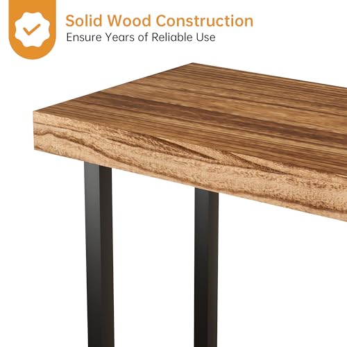 Acovy Industrial Solid Wood Console Table, 2 Tier Entryway Table with Storage Shelves, Narrow Sofa Table for Living Room, Hallway, Foyer, Entryway, Rustic Brown
