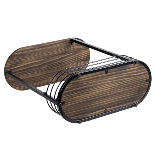 MyGift 21 Inch Tall Brown Wood Oval Side Table, 2 Tier Living Room Sofa End or Side Table with Bottom Storage
