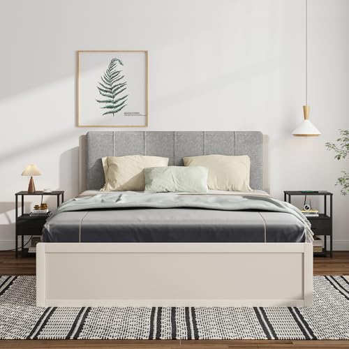 TUTOTAK Nightstand Set of 2, Night Stand with Charging Station, End Table, Bedside Table with Fabric Drawer, Side Table for Livingroom and Bedroom, Black TB01BK0692 - color: Black, style: Plug