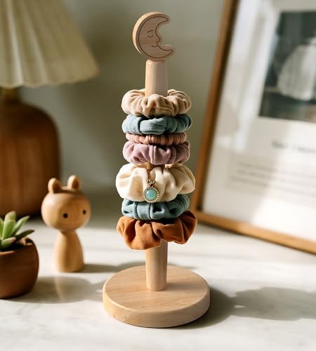 KitchLife Cute Wooden Paper Towel Holder Countertop - Solid Freestanding Paper Towel Dispenser Stand Organizer with Anti-Skid Base (Moon) - style: Moon