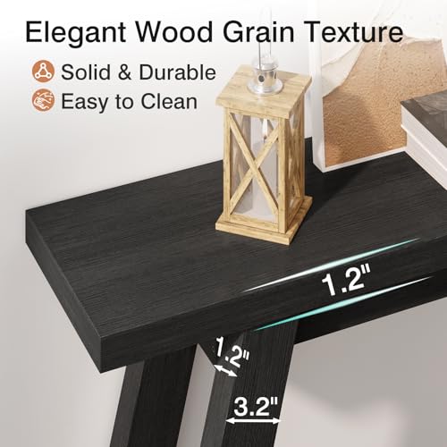 Black Console Table, 55Inch Entryway Console Tables 2-Tier Narrow Wood Console Table Behind Couch Sofa Tables for Living Room, Entryway, Hallway (Black) - color: Black