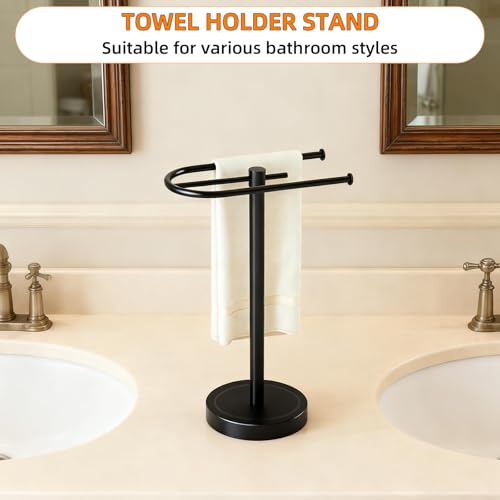 Towel Holder Stand, Stainless Steel Hand Towel Holder Rack for Bathroom Countertop, C-Shape Free Standing Towel Bar Holds 2 Towels for Bathroom Kitchen Countertop, Matte Black - size: U-Shape