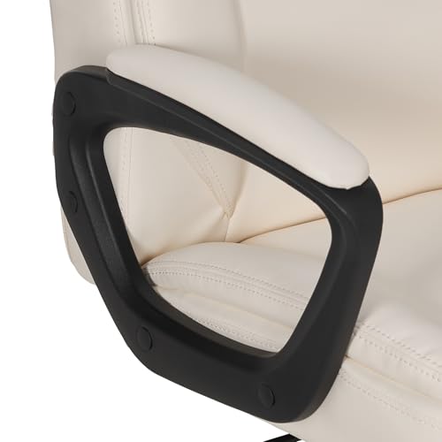 Amazon Basics Classic Puresoft PU Padded Mid-Back Office Chair with Armrest, Height Adjustable, Easy to Assemble, 26"D x 23.75"W x 42"H, Cream - color: Cream
