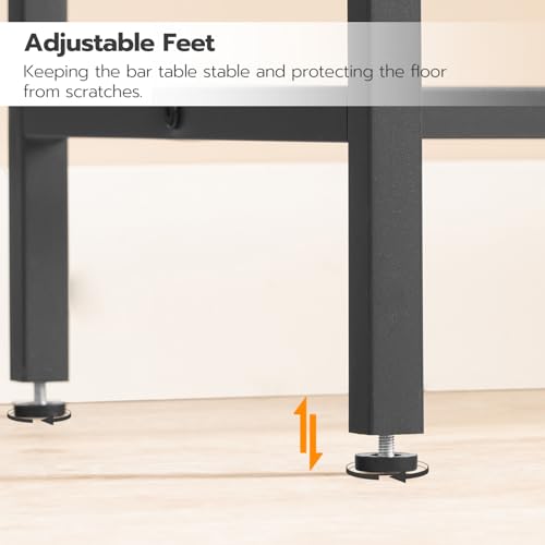 HOOBRO Bar Table with Charging Station, Rectangular Pub Table, High Top Coffee Table, Counter Bar Height Table, Narrow Long Dining Table, 35.4" L x 15.7" W x 35.6" H, Rustic Brown and Black BF90UBT01 - color: Rustic Brown + Black