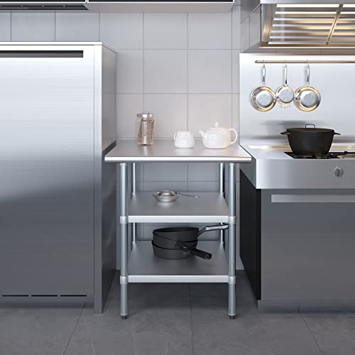 Stainless Steel Work Table with Second Undershelf ā Narrow Commercial Prep Table for Kitchen, Bakery, or Garage ā NSF Certified (14" x 48") - size: 14x48