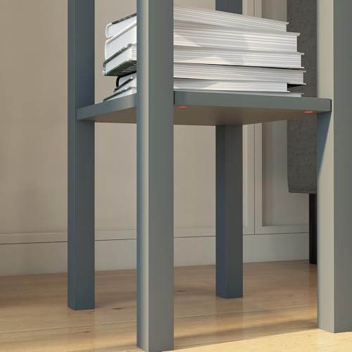 HOMCOM Narrow End Table with Drawer and Bottom Shelf, Slim Side Table for Small Spaces, Skinny Modern Accent Desk for Living Room, Set of 2, Gray - color: Grey