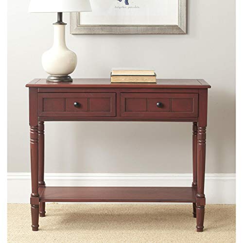 SAFAVIEH Furniture - Samantha 2-Drawer Console Table - Distressed Black - Solid Wood - Classic Storage Design - Ideal for Entryway, Living Room, Hallway, 35.8"W x 13.8"D x 29.5"H (AMH5710B) - color: Distressed Black