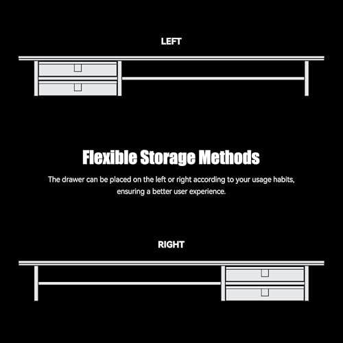 FENSULN Dual‑Tier Monitor Stand Riser with Drawers, Desktop Organizer Shelf Storage for Computer Screen 2 Monitors, Supports for PC Computer Monitor, Printer, Heavy TV Riser White