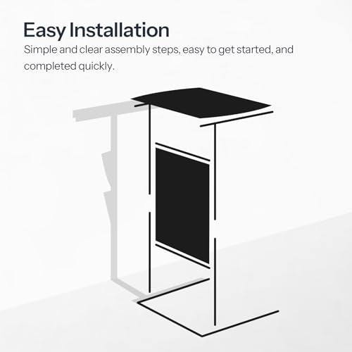 HOOBRO C Shaped End Table, 28.3" Side Table for Small Spaces, Couch Table, Slide Under Sofa Tray Table, Storage Bag, for Living Room, Bedroom, Greige and Black BG40SF01 - color: Greige + Black