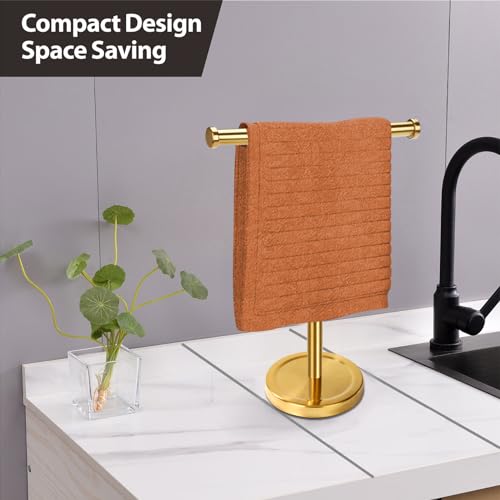Hand Towel Holder Stand with Heavy Base, Hand Towel Rack for Bathroom (Stainless Steel, Gold Brushed) - color: Gold Brushed