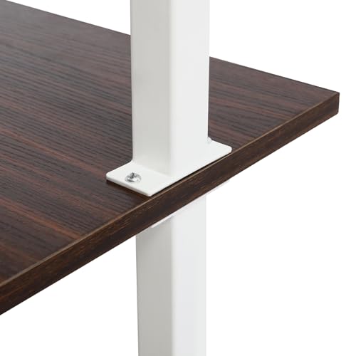 Ladder Desk, 3-Tier Industrial Wall Mount Ladder, 2-Shelf Wall Mount Computer Writing Table, Power Strip, 110.23lbs (First Tier) & 22.05lbs Load-Bearing Capacity (Brown, White, 30x20x72.5in) - color: Brown, White, size: 30x20x72.5in
