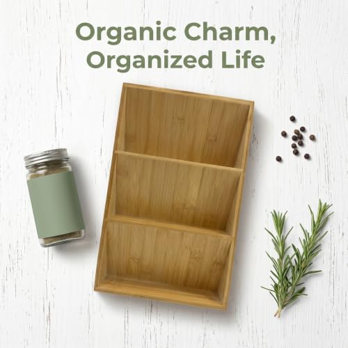 Spice Drawer Organizer for Cabinet, 3 Tier Bamboo Spice Rack Tray for Drawer, Kitchen Seasoning Organizer for Countertop Cupboard Pantry