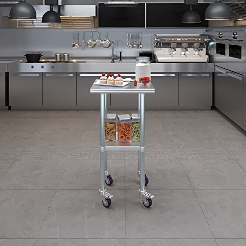 AmGood 20" Long x 20" Deep Stainless Steel Table with Casters - size: 20" Long x 20" Deep