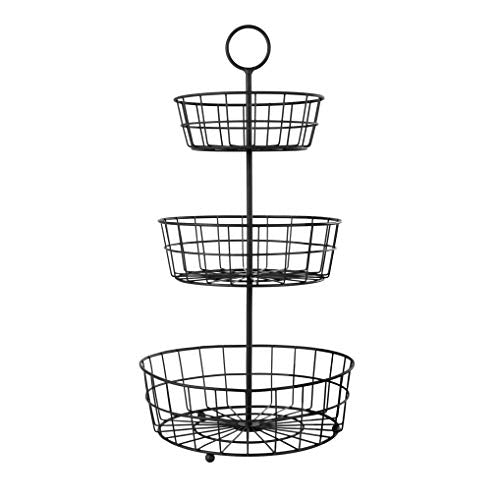 HANZE 3-Tier Wire Fruit Basket Bowl, Detachable Vegetable Bread Basket Display Storage Stand, Design for Kitchen, Bathroom Organization, Brown - color: 3-Tier(Brown)