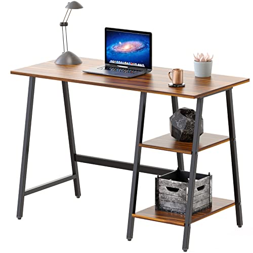 SHW 43-Inch Home Office Trestle Computer Desk with Open Storage Shelves, Walnut - color: Walnut