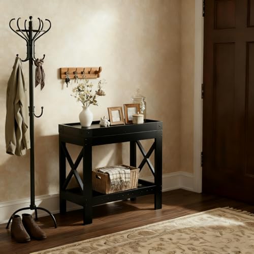 Narrow Side Table, End Table,Sofa Side Table, End Table Nightstand for Bedroom, Living Room, Small Spaces - color: Black, style: Farmhouse