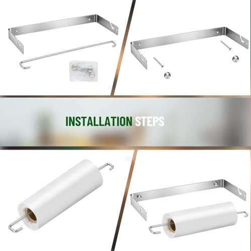 Stainless Steel Produce Bag Roll Holder Wall Mount Plastic Grocery Bag Holder for Supermarket Grocery Kitchen, 13.4 x 6.4 x 1.3 Inch (Silver) - color: Silver