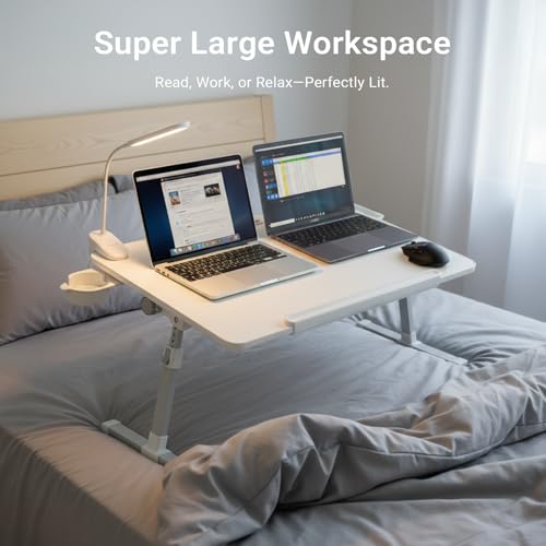 iXTRA Adjustable Laptop Lap Desk with Cooling Fan USB Light for Adults - color: White,70x45cm