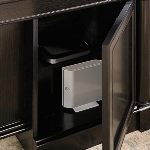Sauder Palladia Office Desk with Drawers, Executive Desk with File Cabinet Storage, Cable Management, Keyboard Tray, in Wind Oak Finish - color: Wind Oak