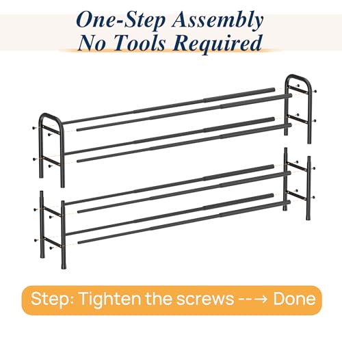 ENJOYBASICS 4 Tier Expandable Shoe Rack for Closet, Free Standing Metal Shoe Shelf Storage Organizer Holder 24 Pairs, Adjustable Width Shoe Rack for Entryway Small Space, Black - size: 4 Tier (8-24 Pairs)