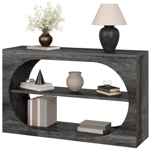 Console Table, 55-Inch Entryway Tables 3-Tier Wood Narrow Sofa Tables for Living Room Foyer Table for Entryway, Hallway, Entrance - color: Grey