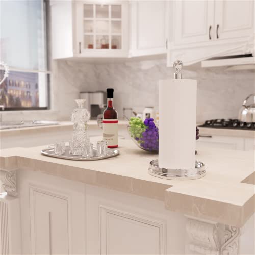 KASUNTO Crystal Ball Paper Towel Holder - Steel Stand for Countertops & Tables, Fits Standard & Jumbo Rolls, Polished Chrome - color: Poilshed Chrome