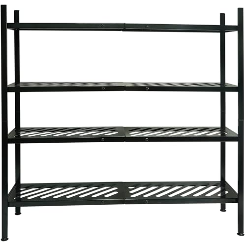 Shoe Rack, 4-Tier FreeStanding Shoe Shelf Stand, Stackable Shoe Storage Organizer for Closet, Holds up to 20-24 Pairs of Shoes for Entryway, Garage, Front Door Entrance, Metal, Black - size: 4 Tier