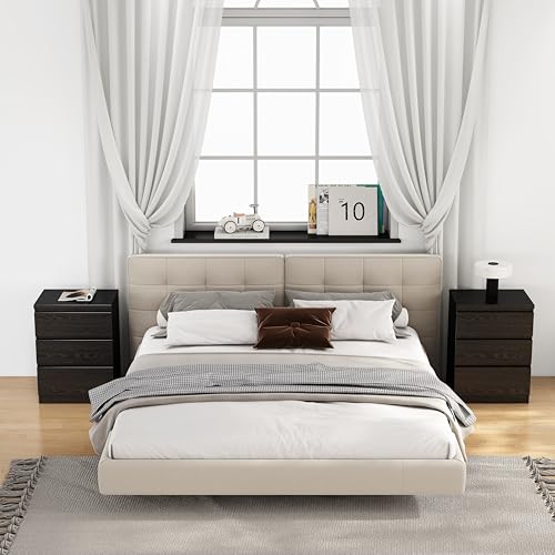 Nightstand with Drawers, Bedside Table with Drawers, Sofa Side Table Storage Cabinet, Night Stand for Bedroom Living Room (1, 3 Drawers Black, 19.7" W×15.6" D×26.57" H) - color: 3 Drawers Black