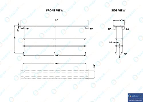 Stainless Steel Work Table with 2 Shelves | Metal Utility Table | Commercial & Residential NSF Utility (Stainless Steel Table with 2 Shelves, 84" Long x 14" Deep) - size: 84" Long x 14" Deep