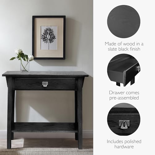 Leick Home Mission Console Table, Solid Wood, 1 Storage Drawer, Bottom Display Shelf, Narrow Depth, Easy-Assembly, For Living Room/Hallway, Slate Black, 30 in L x 10 in W x 28 in H, 9057-SL - color: Black