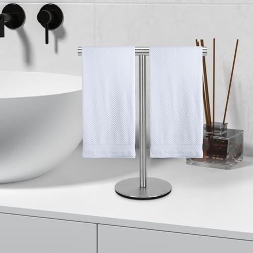 T-Shape Towel Holder, Towel Rack Stand for Bathroom Vanity Countertop, Towel Bar for Bathroom Kitchen (Silvery) - color: Silvery-1pc