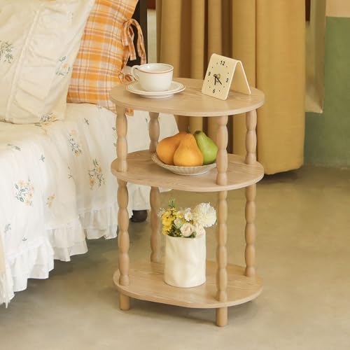 MaxSmeo End Table, Small Oval Side Table for Small Spaces, Modern Night Stand Accent Table for Living Room, Bedroom, Natural - color: Natural