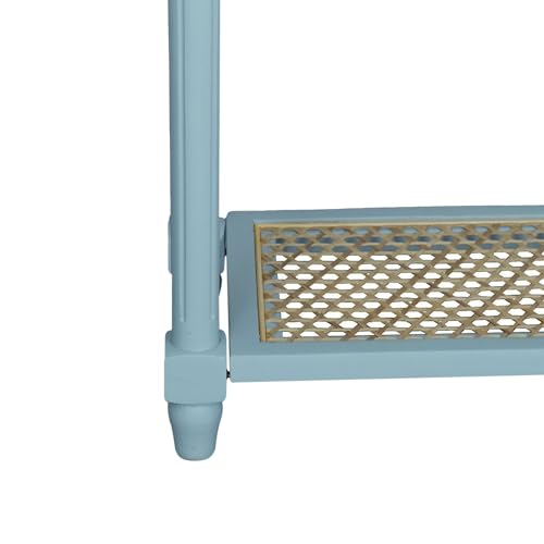 East at Main Lenora Blue Narrow Console Table for Entryway with Drawer | 23.75-inch slim hallway table with cane shelf, solid wood frame, powder blue finish, coastal furniture for small spaces - color: Powder Blue